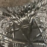 Ashtray crystal cup with patterns of massive square shape 16 cm