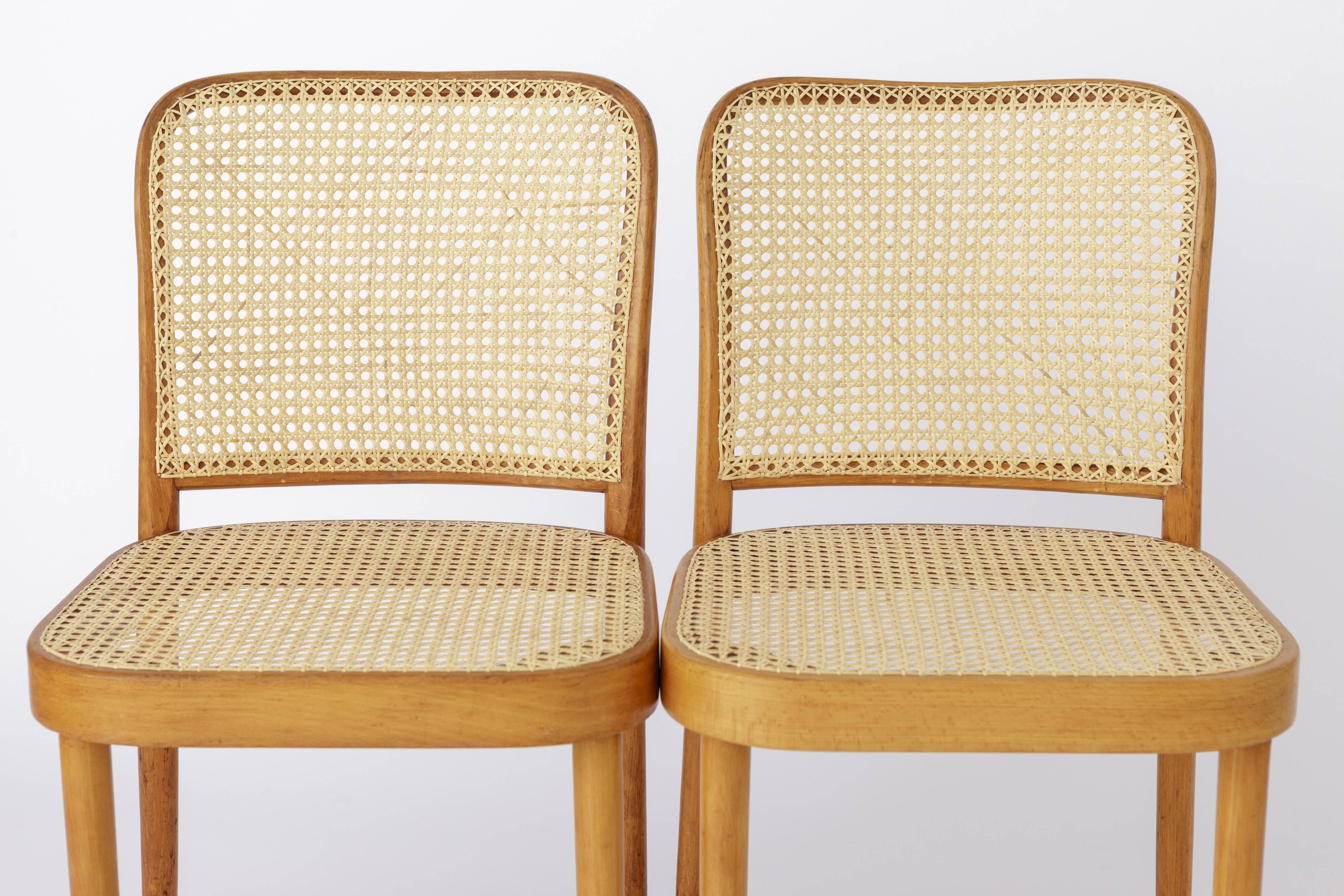 Set of 6 Vintage Ligna Bentwood Dining Chairs – Cane Seats & Backrest 1960s