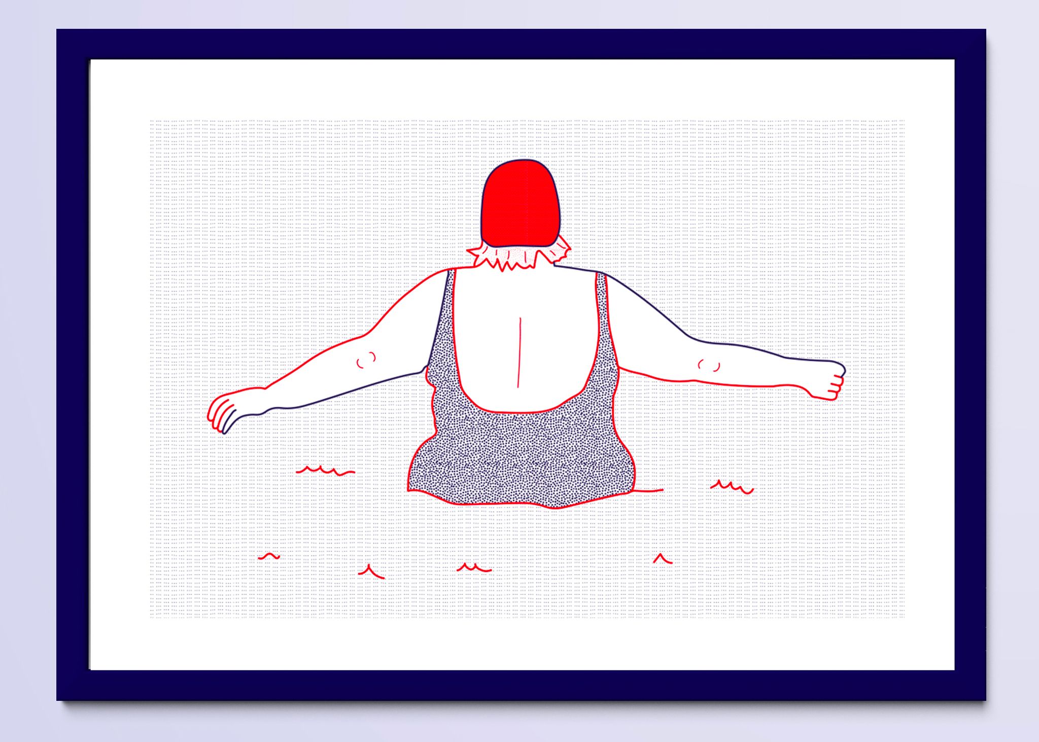 Illustration A4 naiade no. 2/8 bretagne baigneuse mer