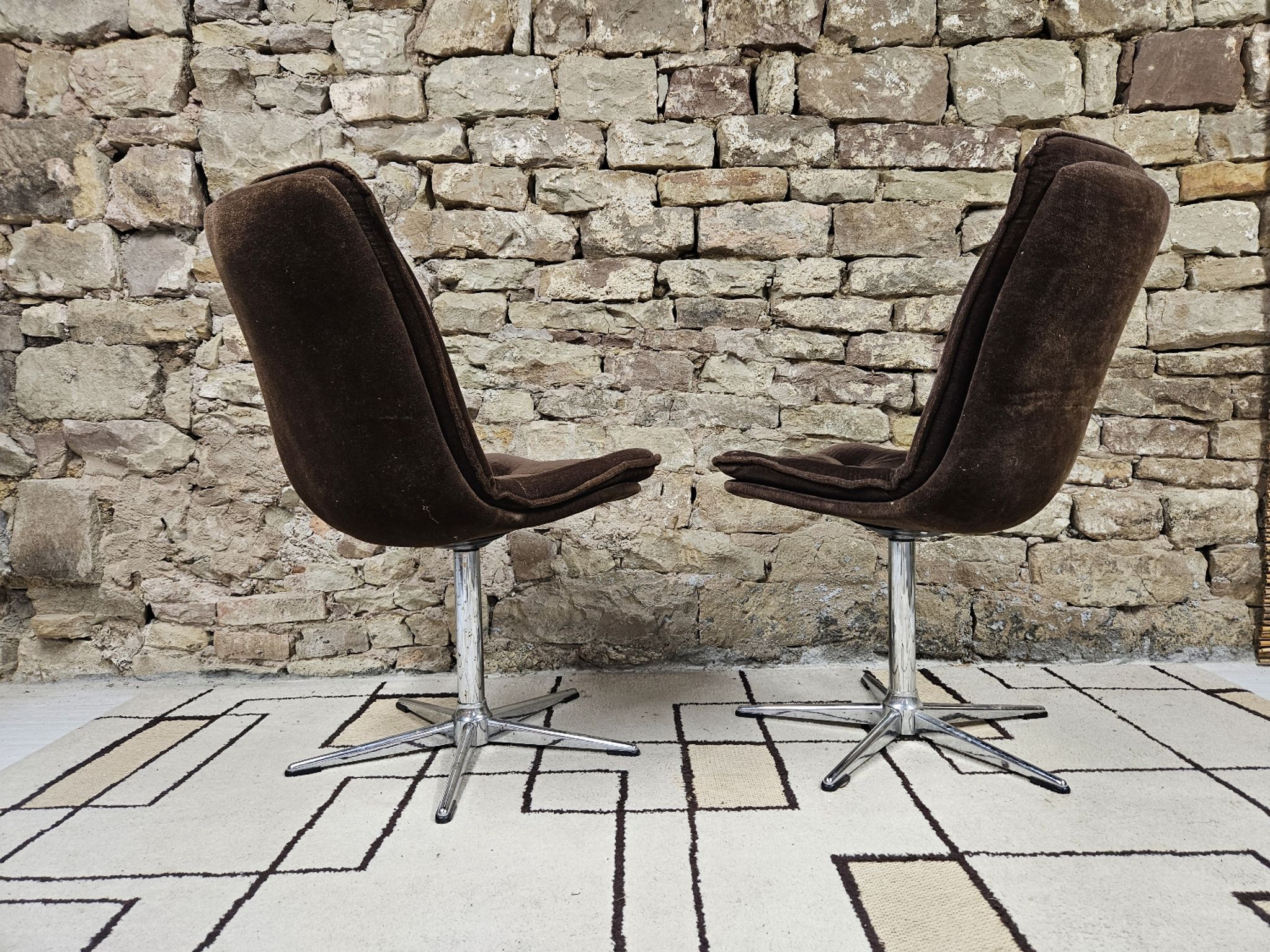 Paire de chaise fauteuil velour vintage  1970"