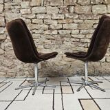 Pair of vintage velvet armchair chair 1970"