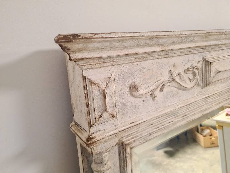 Beveled mercury patinated trumeau mirror