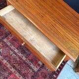 Small solid wood desk with a drawer.