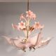 Lys rose, spectaculaire lustre de Murano par Franco Luce, 1970