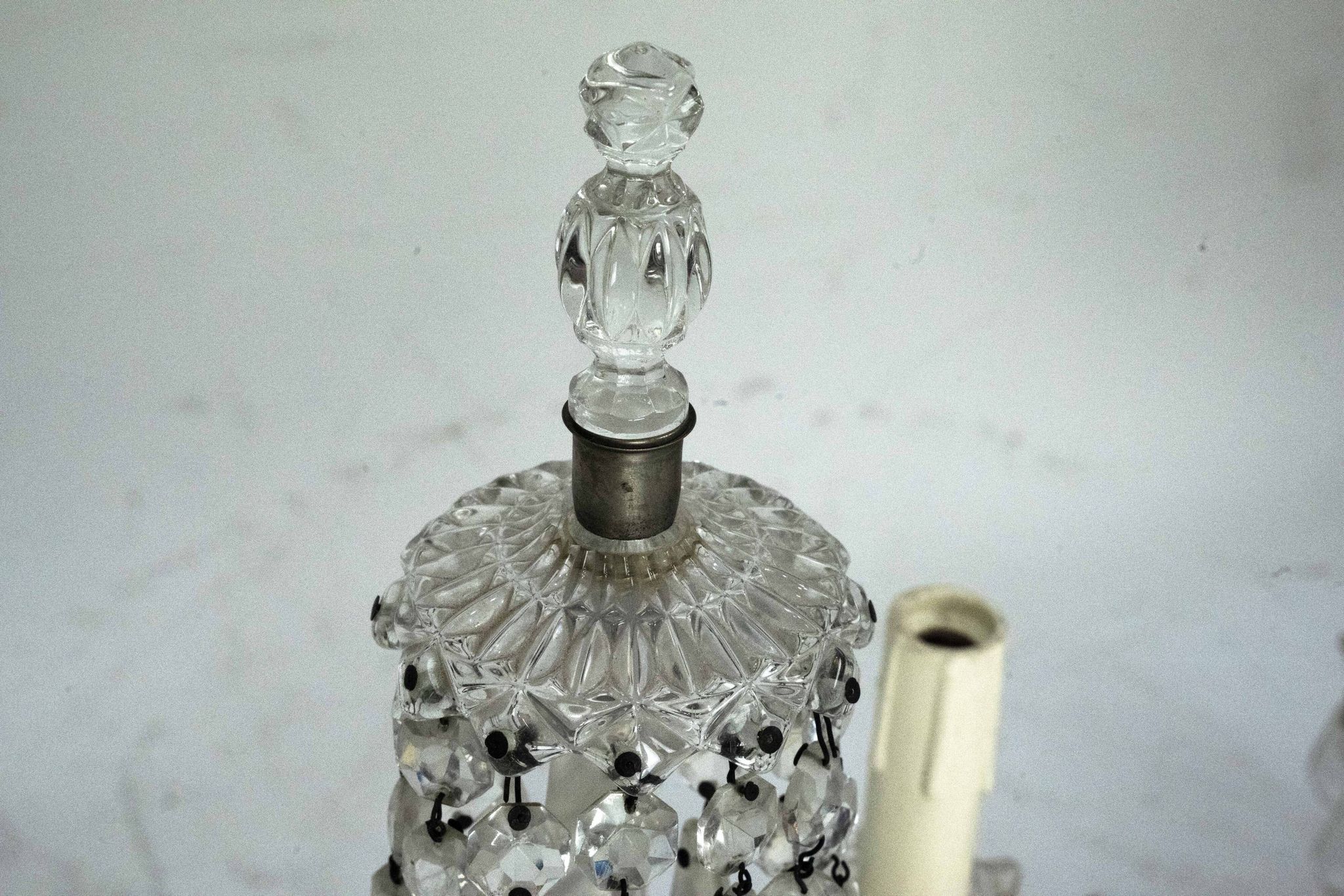 Maria Theresa Crystal Candelabra Table Lamps. Set of two. Italy 1940s