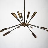 Rare Stilnovo 16-Arm Brass Sputnik Chandelier – 92 cm Diameter – Italy, 195