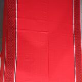 Old rectangular Basque red tablecloth and 12 matching Dralon towels