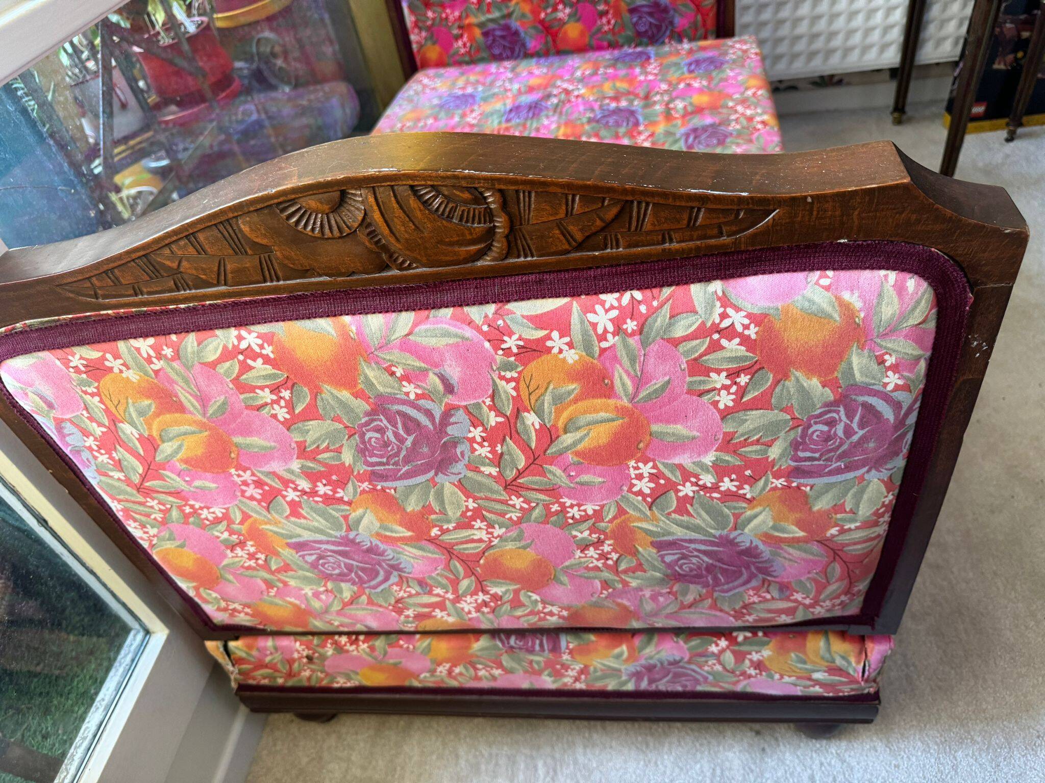 1930s sofa bed original art deco fabric