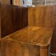 Asymmetrical wardrobe, Art Deco, 1930s walnut burl, wardrobe, shelves, drawers