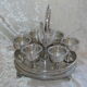 Egg bowl old egg service silver metal 6 shells display salt shaker
