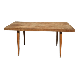 Table basse mid century 60s pieds démontables bois Tchécoslovaquie, vintage Mier Topolcany