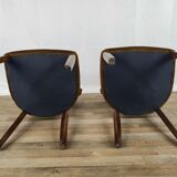 Set of two padded chamber armchairs