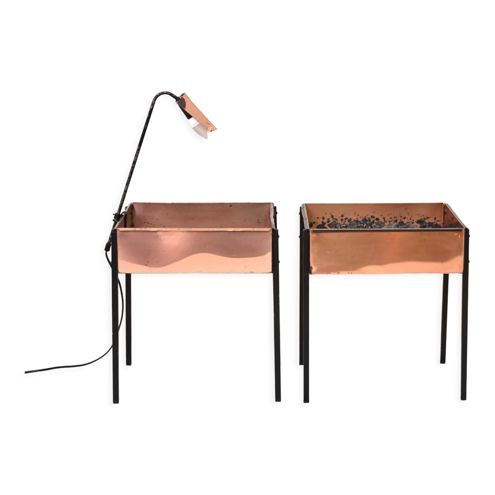 Copper planters with lamp