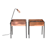 Copper planters with lamp