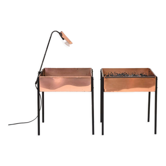 Copper planters with lamp