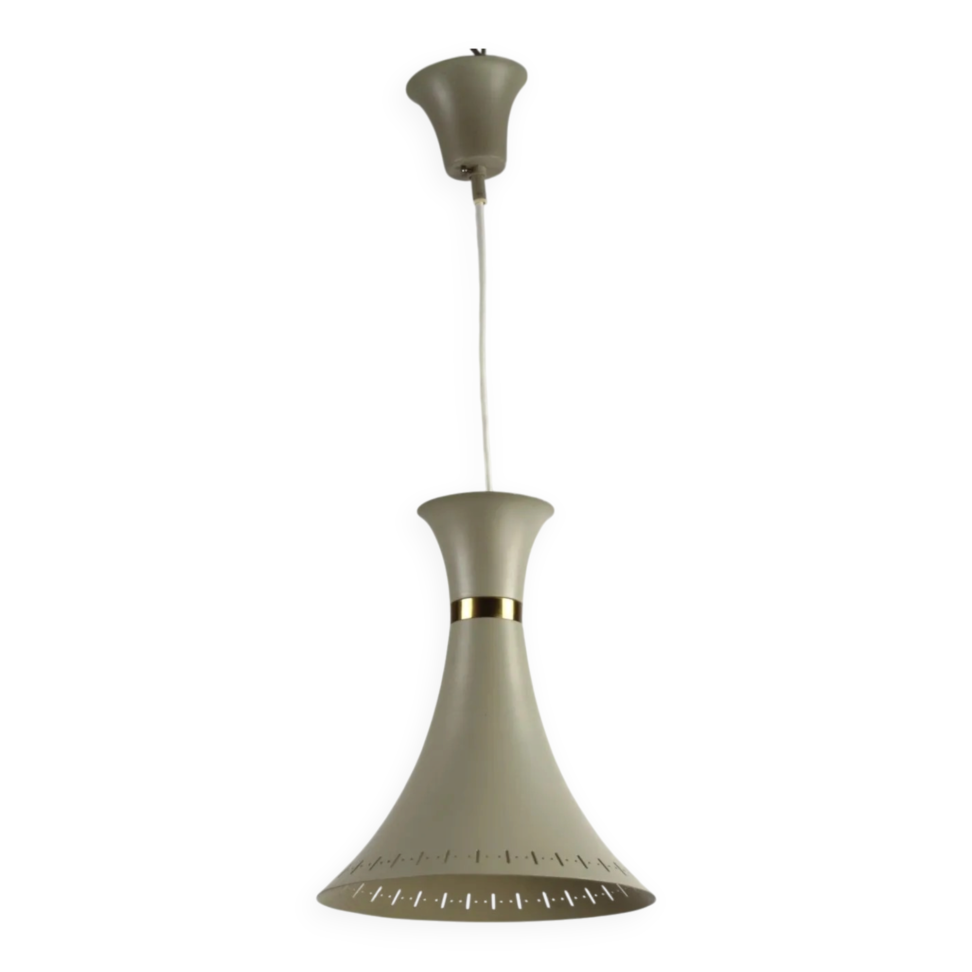 Light Grey Metal Pendant Lamp – Diabolo Shape, Scandinavia, 1960s