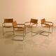 Ensemble de 4 chaises italienne en cuir cognac "Cantilever" par Marcel Breu