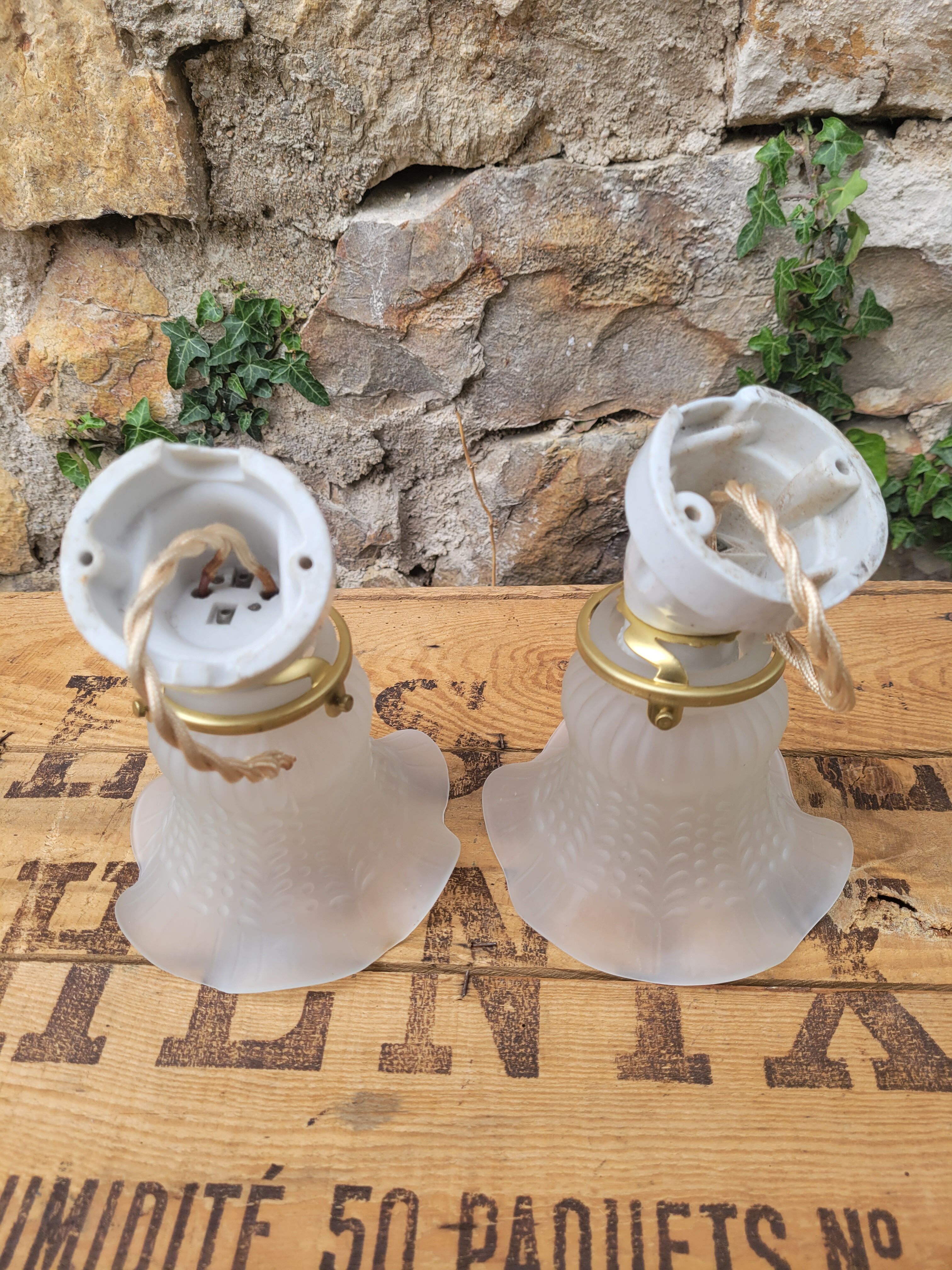 Pair of tulip and porcelain sconces