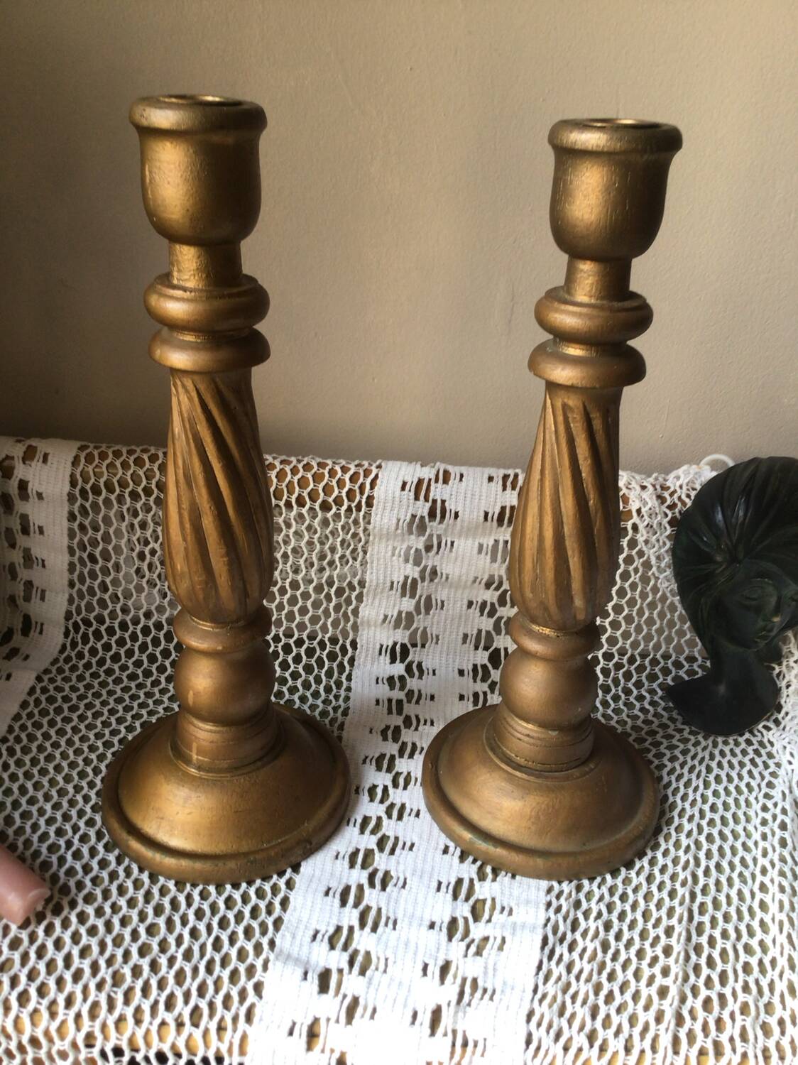 Large wooden candle holder