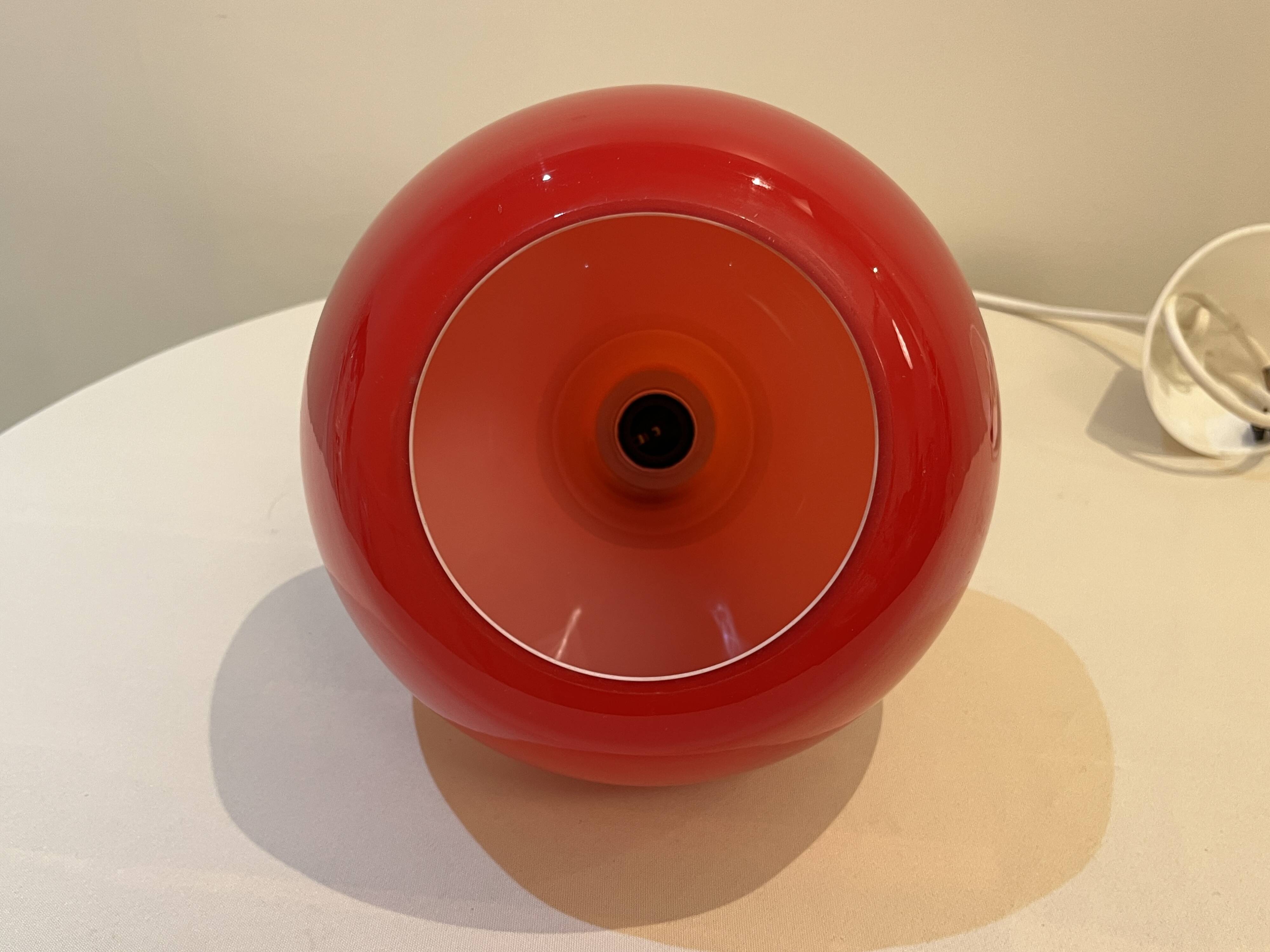 Red Opaline Glass Pendant Light 1970 Space Age Ceiling Lamp Free Form Orange