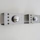 Pair of vintage chrome stainless steel wall sconces. Space Age