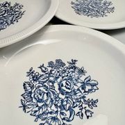 Set of 10 antique Lunéville flat plates – blue floral decoration