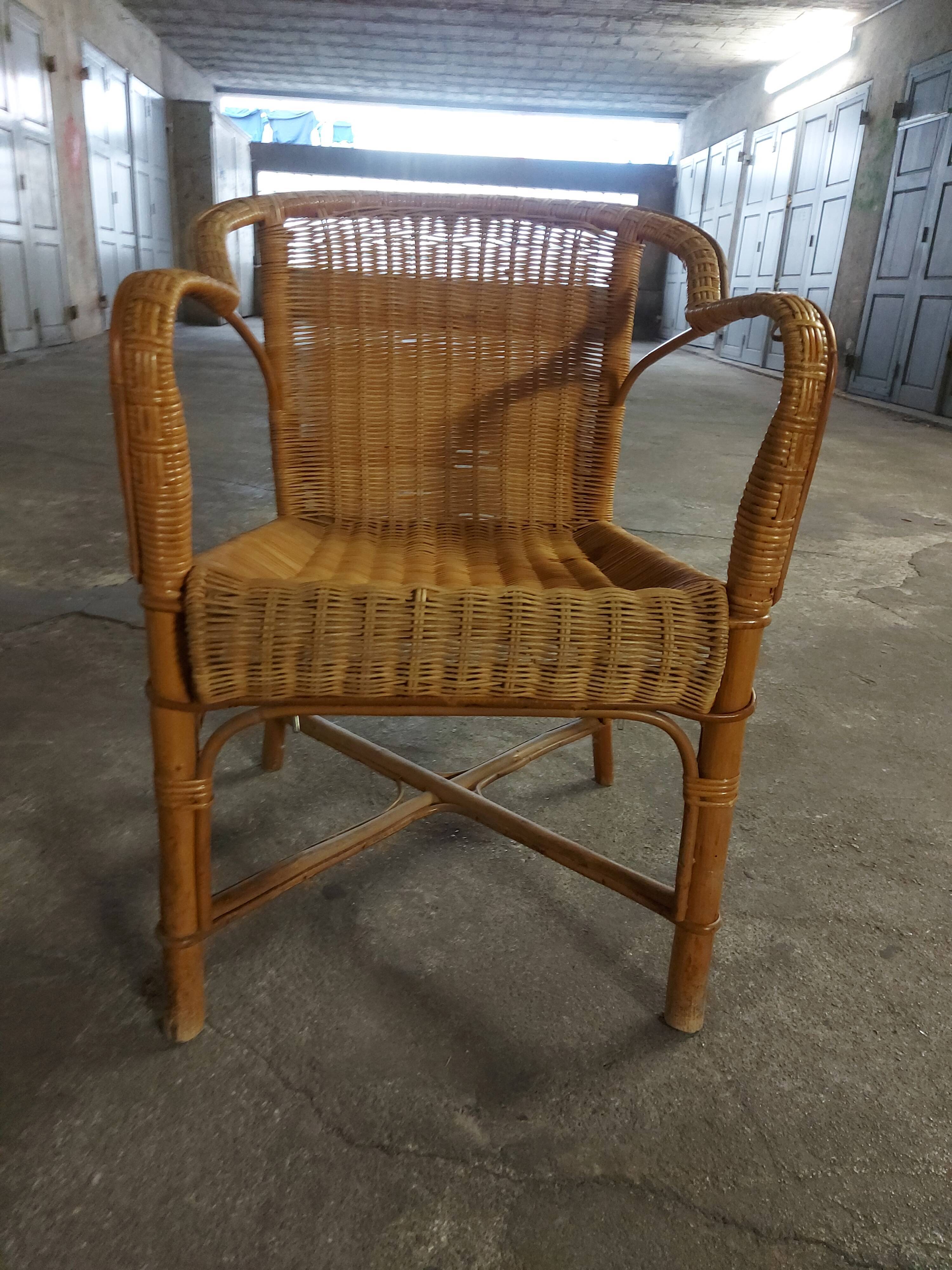 Vintage rattan armchair