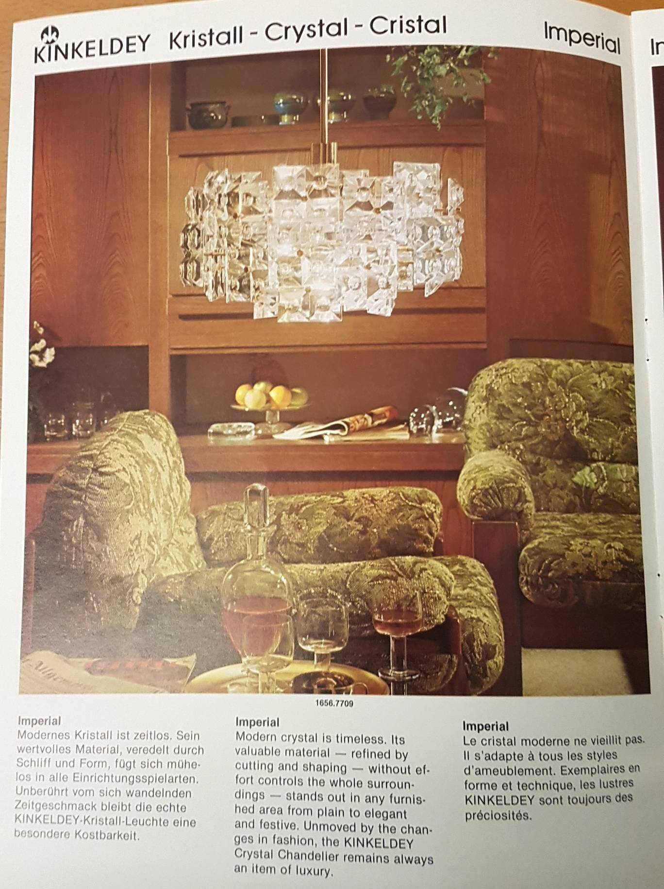 Magnificent crystal wall light by Kinkeldey, Germany, 1970s.