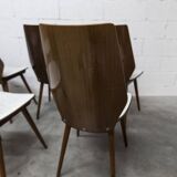 Suite de 6 chaises Baumann modèle 840 G2S finition acajou verni, 1963