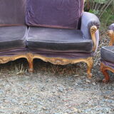 Sofa Voltaire rounded purple velvet
