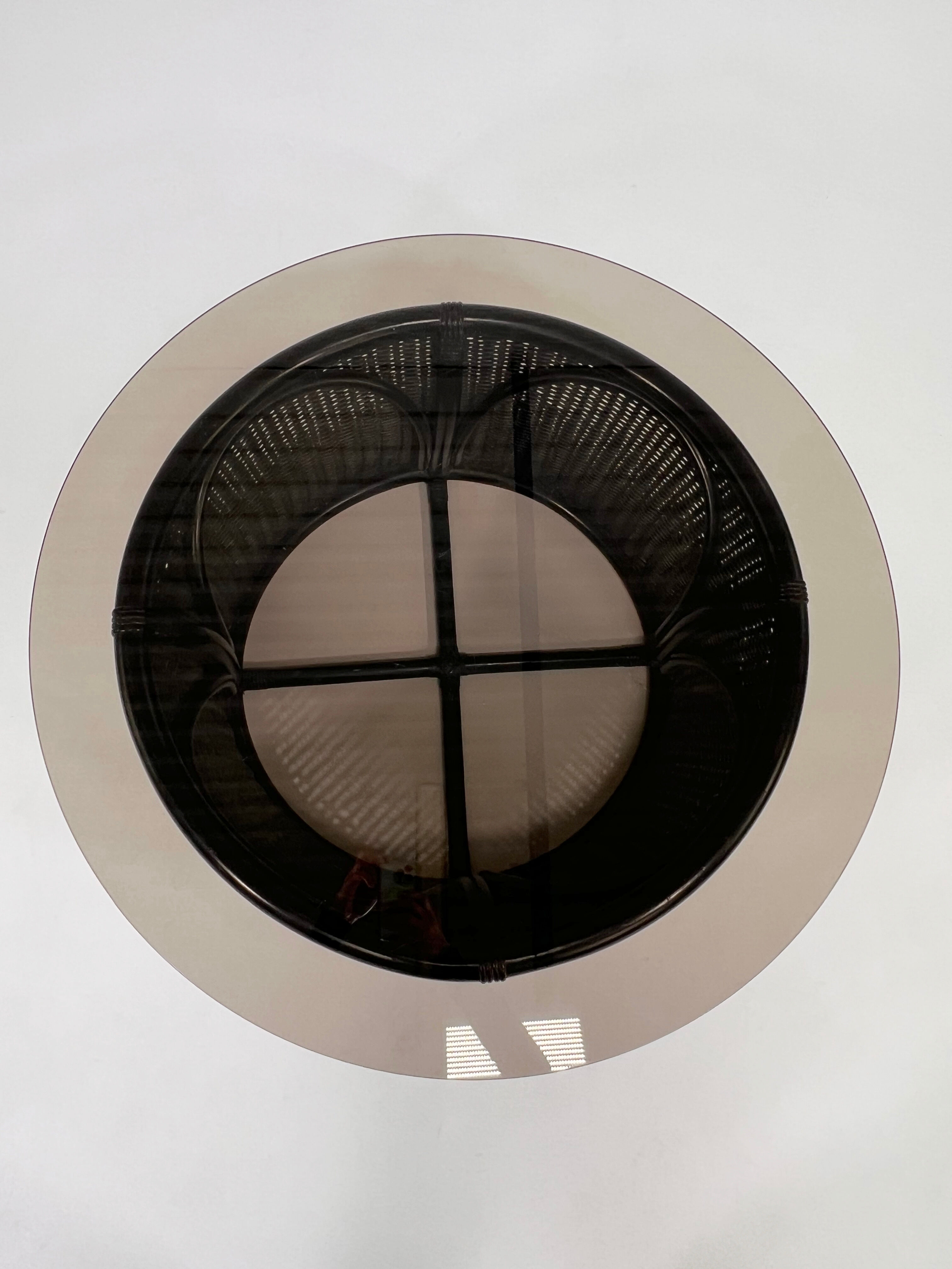 Rattan coffee table and smoked glass