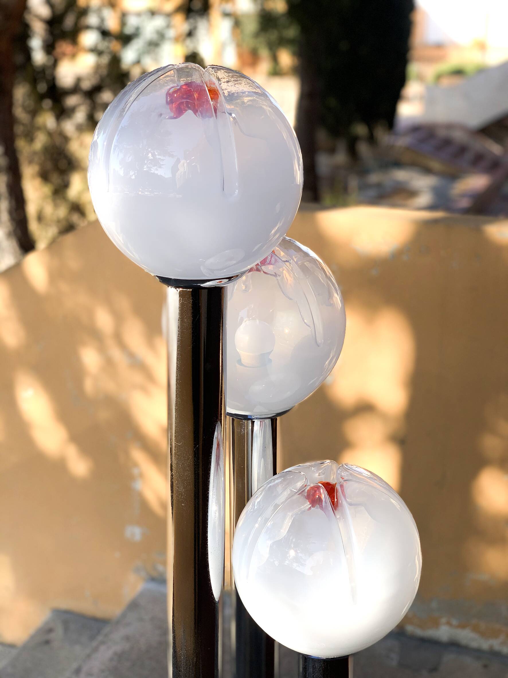 Mazzega chrome and Murano glass floor lamp, 1970s