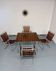 Salon de jardin vintage pliant, table et 4 fauteuils en bois et métal, 1960
