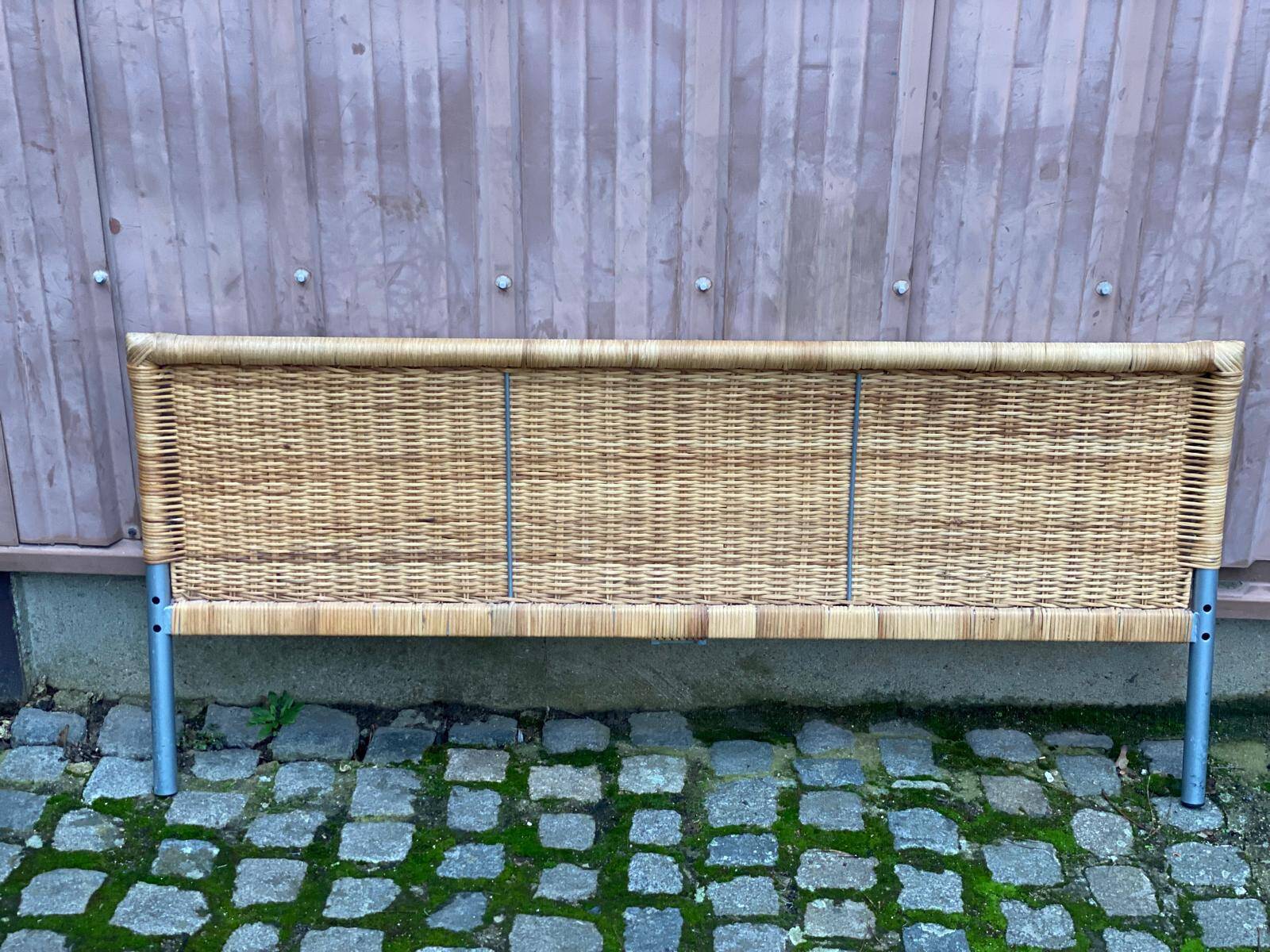 Scandinavian bed foot in bamboo, rattan, and wicker 1990 140cm