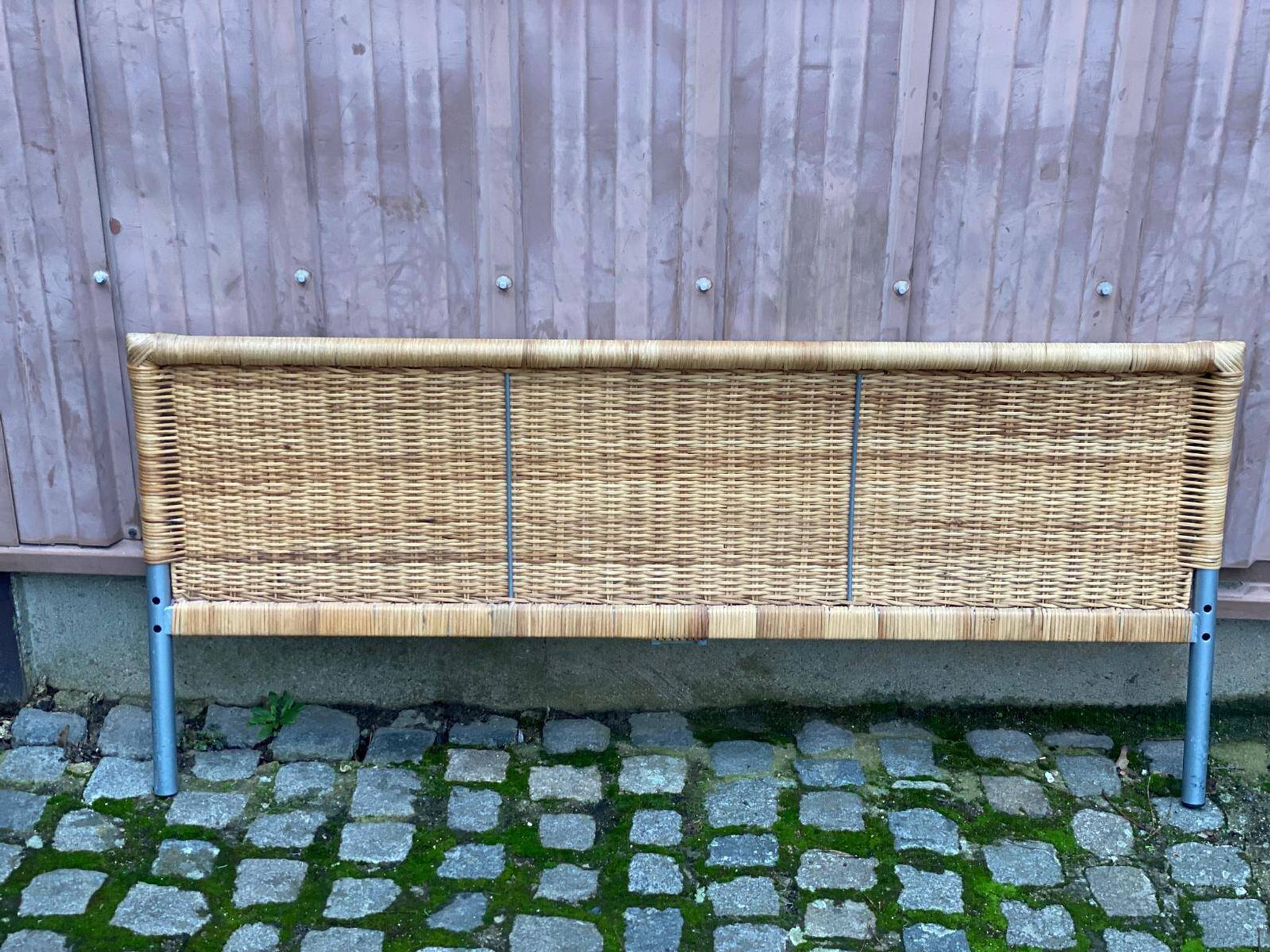 Scandinavian bed foot in bamboo, rattan, and wicker 1990 140cm