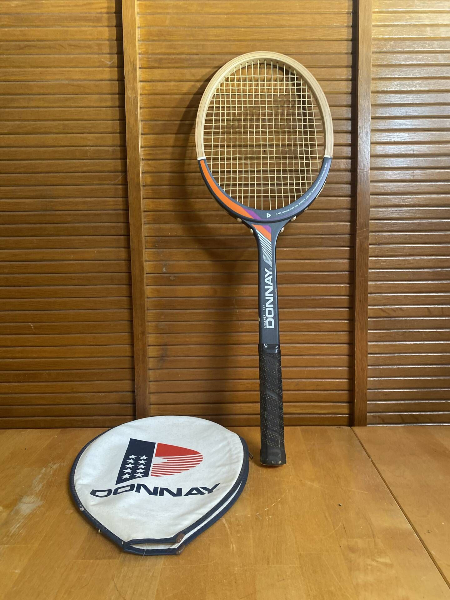 Vintage donnay smasher pro wooden tennis racket + donnay vintage cover