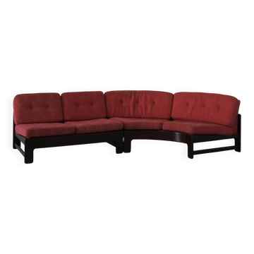 Mid-century fuchsia low modular sofa set | 1960s