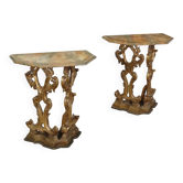 Tables de chevet ancienne style baroque en bois, XXe siècle