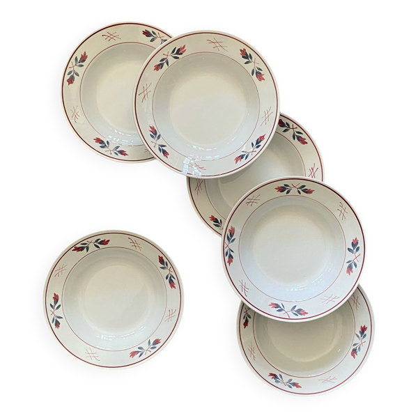 6 assiettes creuses Céranord modèle Adeline
