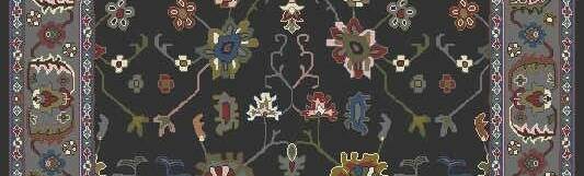 Black floral home rug