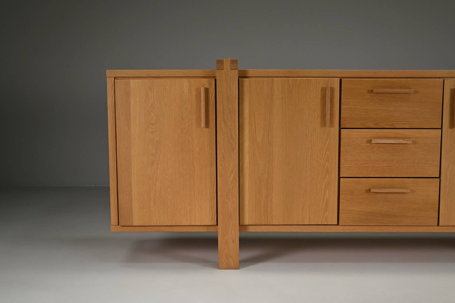 Large brustalist oak sideboard, Belgium.