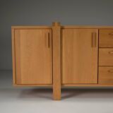 Large brustalist oak sideboard, Belgium.