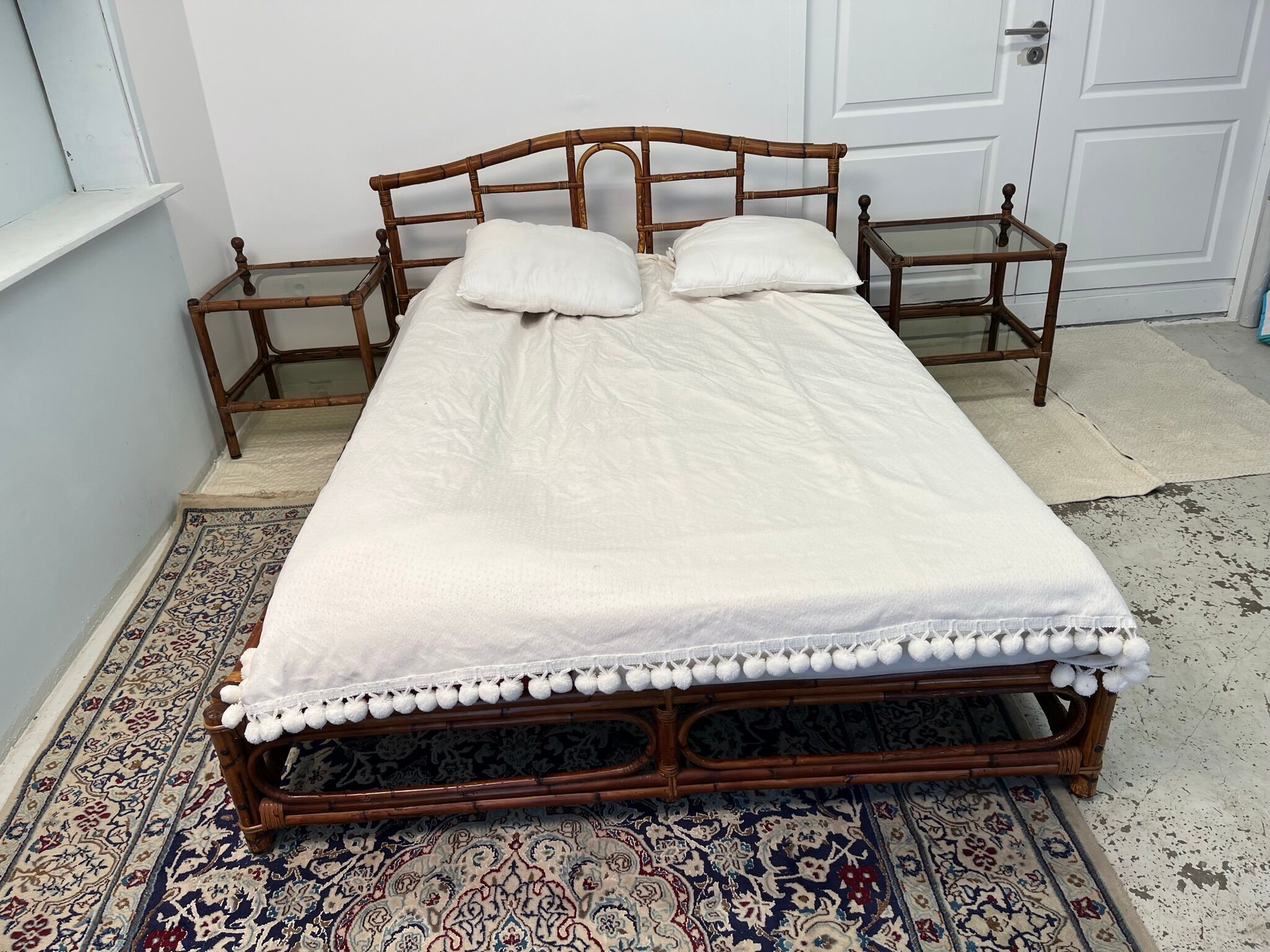 1970s vintage rattan bed