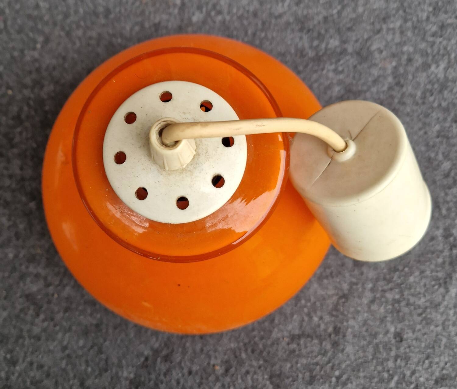 Orange opal glass pendant light from the 70s