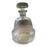 « Carafe en cristal de Bohême tchécoslovaque avec bouchon, décor gravé