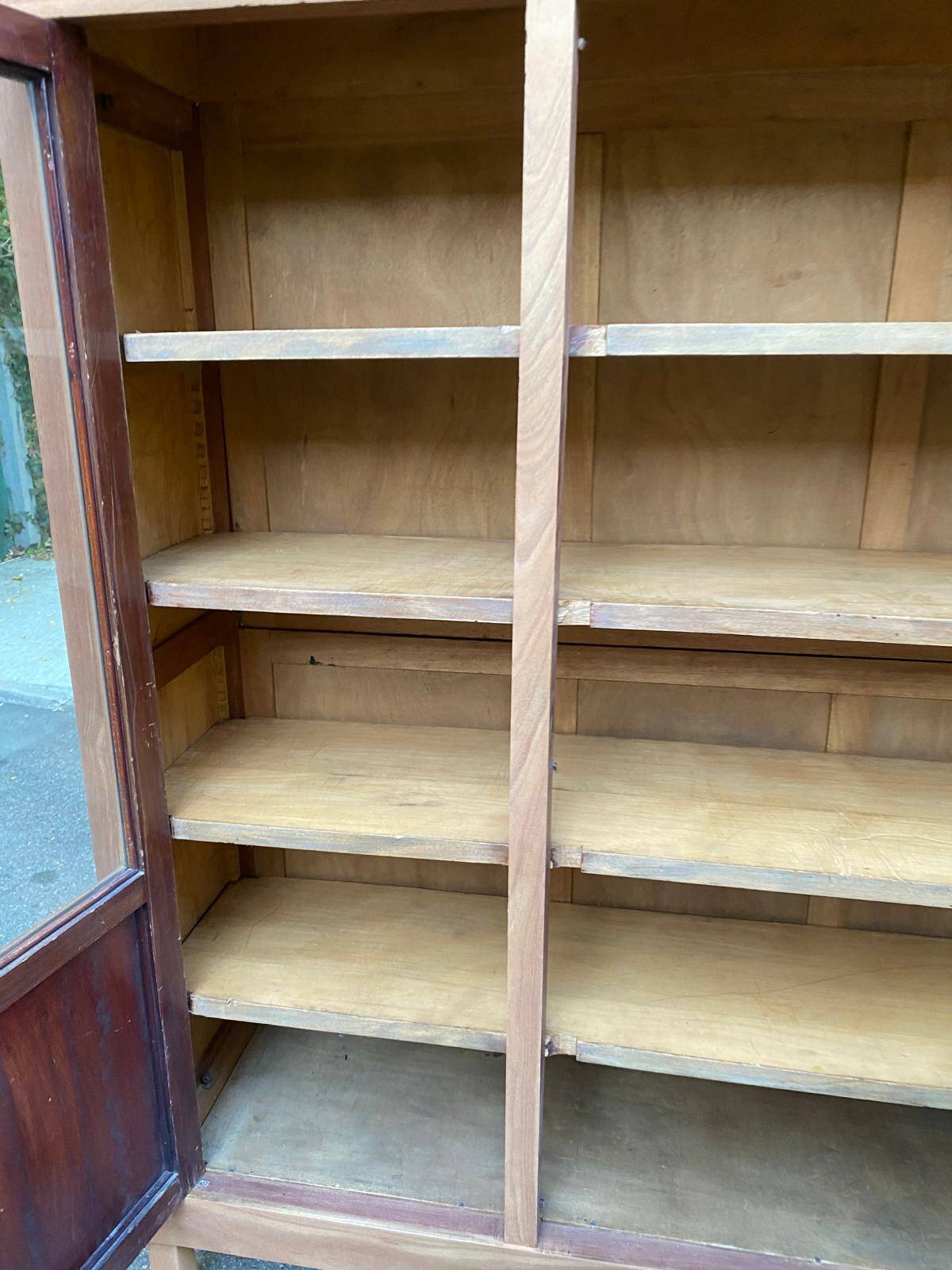 Large Art Deco Display Library stripped in solid mahogany 1930 200cm