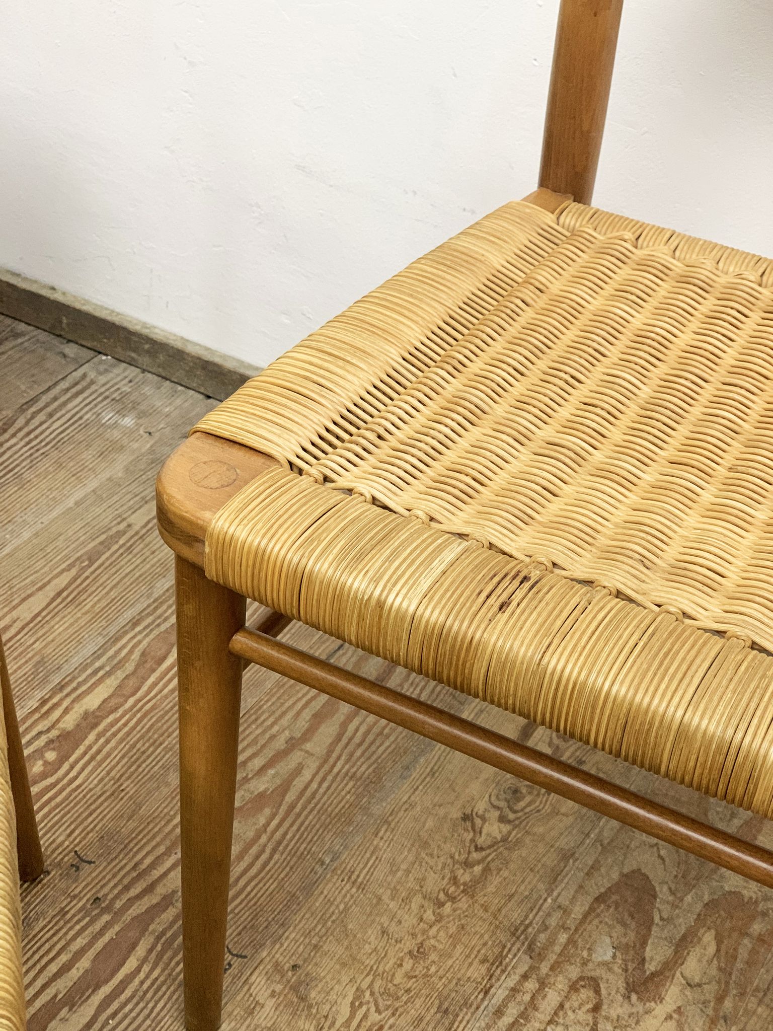Mid century cherry wood dining chairs by Georg Leowald for Wilkhahn, Set of 4, Germany,1950s