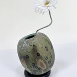 Glazed ceramic art vase with standing ceramic ring by Hanne Wydra-Jantz, Germany 1980