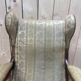 Fauteuil anglais en acajou à oreilles