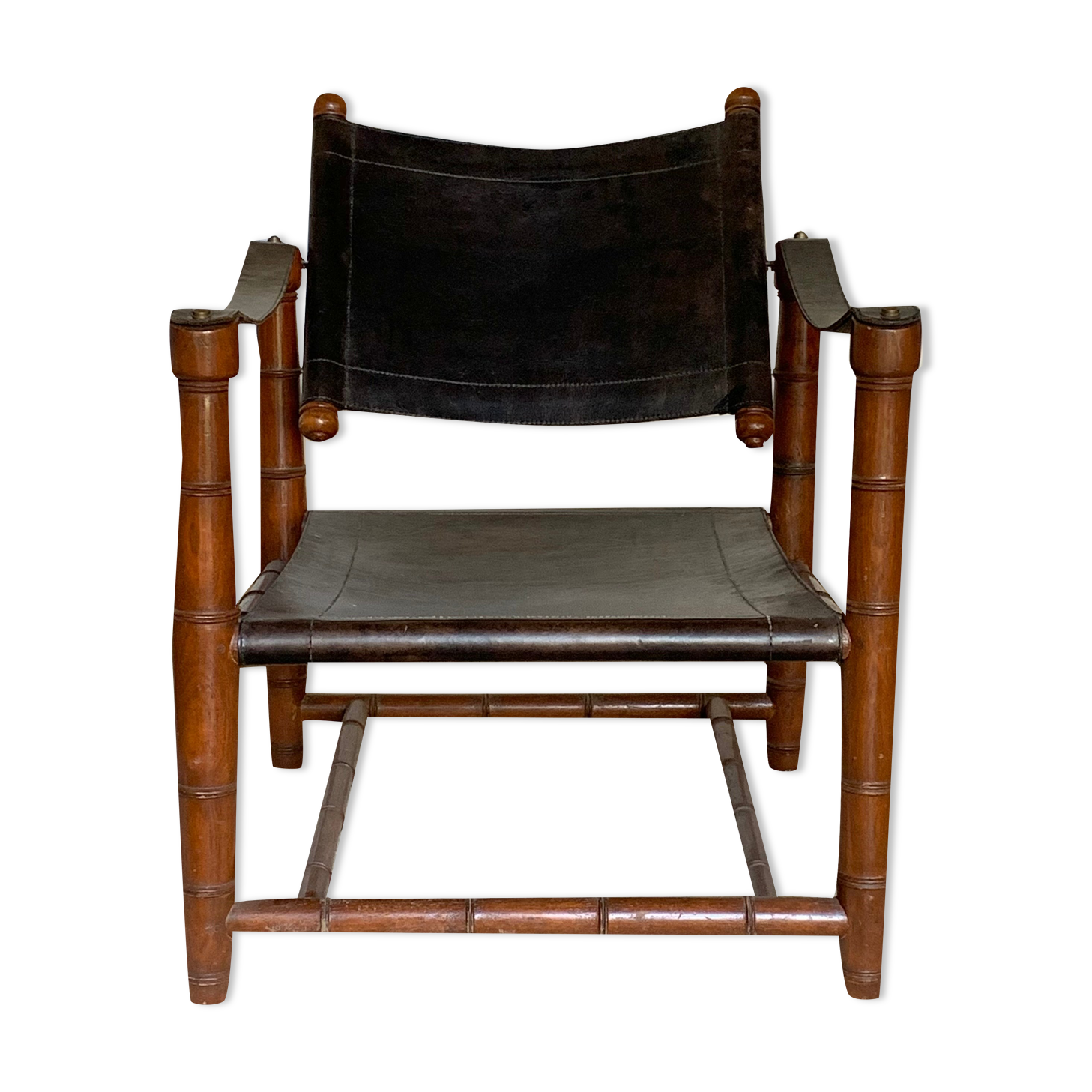 Safari armchair 1940 in brown leather